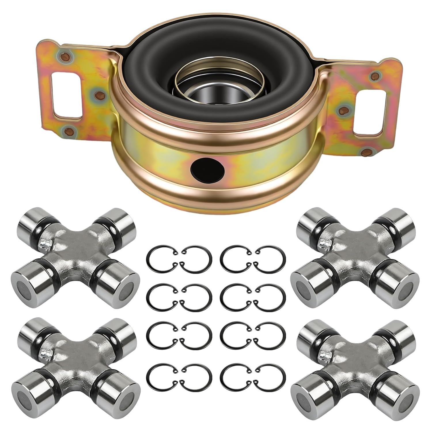 Drive Shaft Center Support Bearing & U-Joints Kit Compatible with Toyota Tacoma 2WD 4WD 2005-2015 Replaces 7230-0K040 5-213X