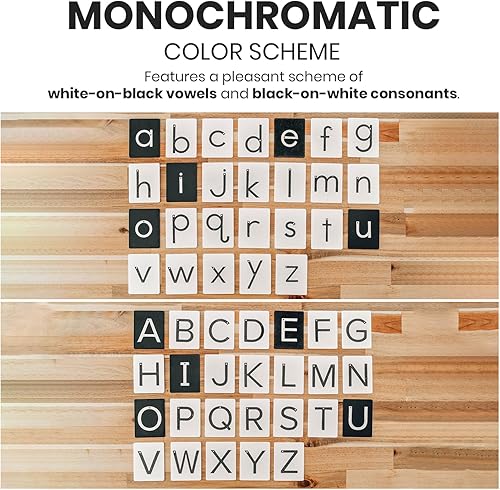 Miniatura 4 de Montessori - Juego de letras de papel de lija  Tarjetas minúsculas y mayúsculas en blanco y negro  Herramienta de aprendizaje sensorial del alfabeto