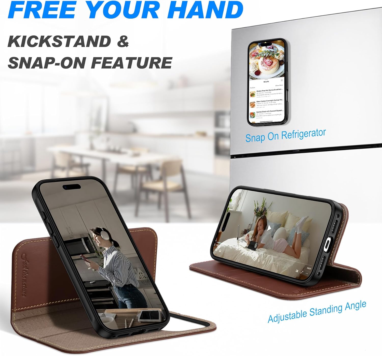 SHIELDON Detachable Leather Wallet Case for iPhone 17 Pro Max 6.9" 2025 | Wireless Charging, Removable Flip Magnetic Cover, RFID Blocking Credit Card Holder, Kickstand, Full Protection - Retro Coffee - Image 5