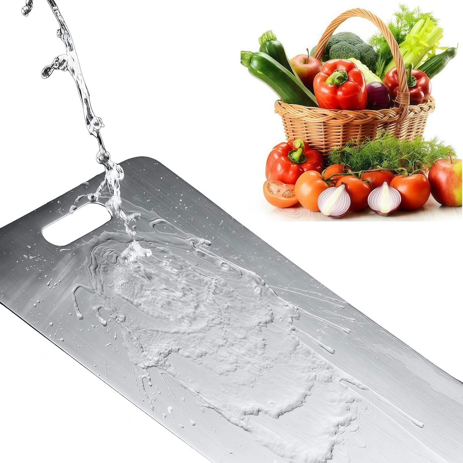 Stainless Steel Cutting Board-Wear Resistant Metal Chopping Boards for Meat, Vegetables, Fruits-Dishwasher Safe &Scratch Resistant-Easy to Clean