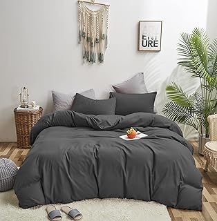 KAREVER Deep Grey Comforter Set Full Dark Gray Beddig Set for Kids Teens Adult Solid Gray Color Bedding Set 3 Pieces with 2 Pollowcases Lightweight Durable Gray Full Blanket Quilts Set