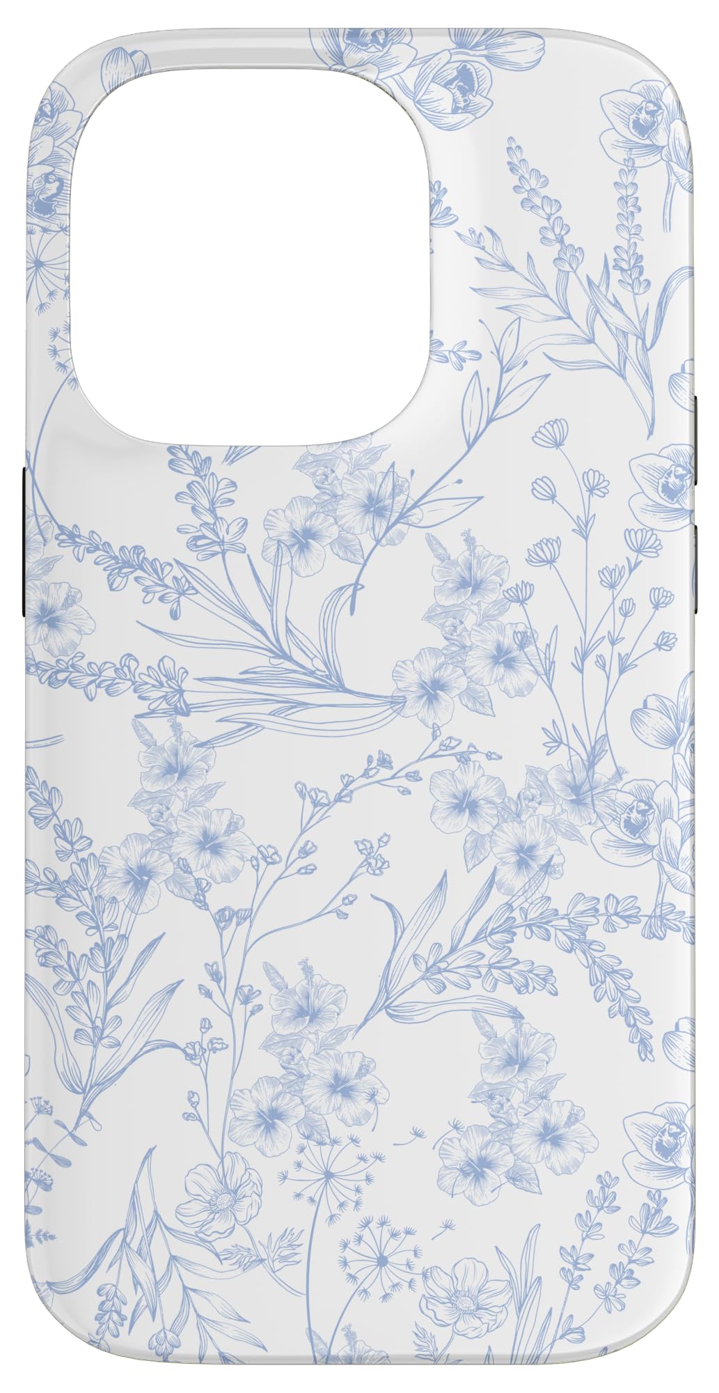 iPhone 14 Pro Cute Flowers Botanical Blue & White Toile French Pattern Case