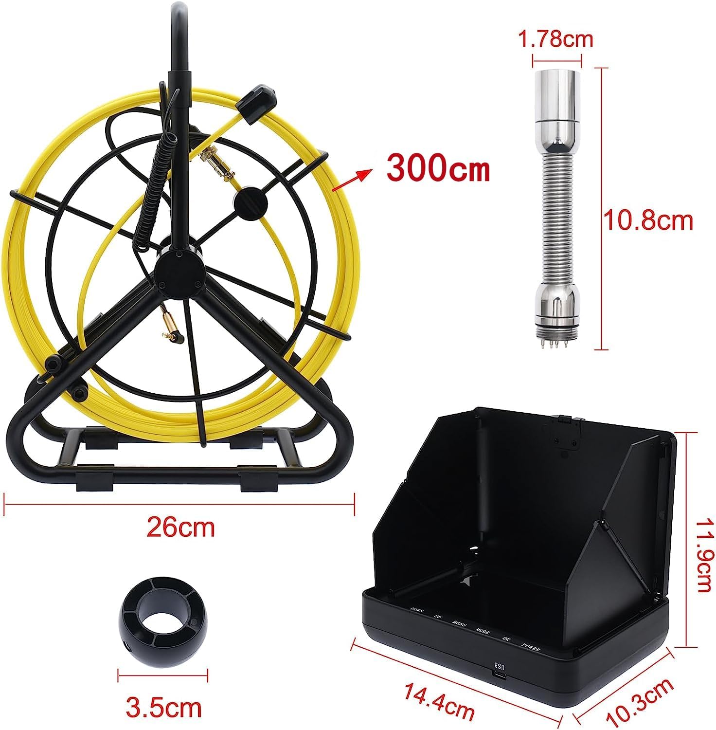 Sewer Camera 100FT w/DVR Function, 5" Pipeline Inspection Camera, IP68 Waterproof Borescopes Cameras w/Light,Pipe Plumbing Snake Cam with 32GB Card, for Sewer Line, Home, Duct Drain Pipe Plumbing