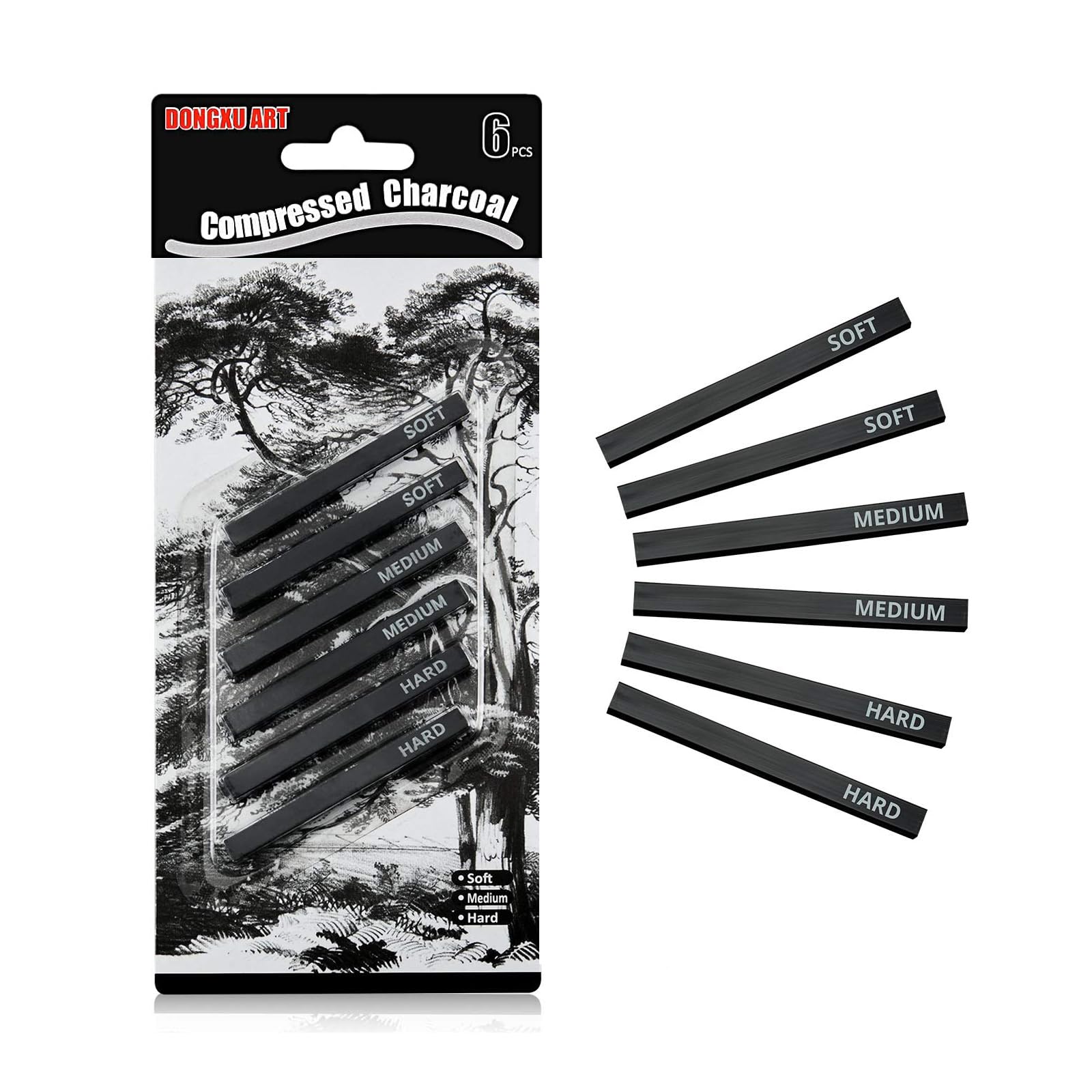 6-Pack White Drawing Pencils/Graphite Sticks - HB To 8B For Sketching & Shading