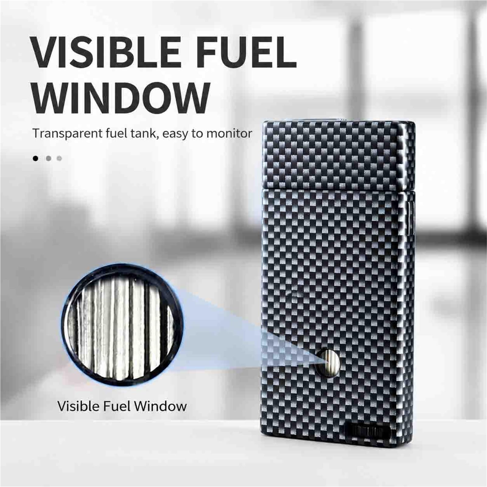 Encendedor de butano ultrafino de 9 mm con ventana de combustible visible, llama recargable y ajustable, encendedor de chorro portátil, ideal para uso en exteriores (gas butano no incluido)