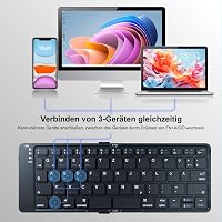 Echaar Összehajtható Bluetooth Billentyűzet Numerikus Résszel - iOS, Android, Windows Kompatibilis, QWERTZ Kiosztás, Újratölthető, Érintőpad 2