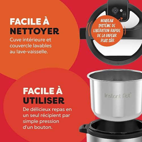 Instant Pot Duo 80, Autocuiseur 7 en 1 - Autocuiseur, Cuiseur à Riz, Poêle, Yaourtière, Cuiseur Vapeur et Chauffe-Plat - Acier Inoxydable - 8 L - 3