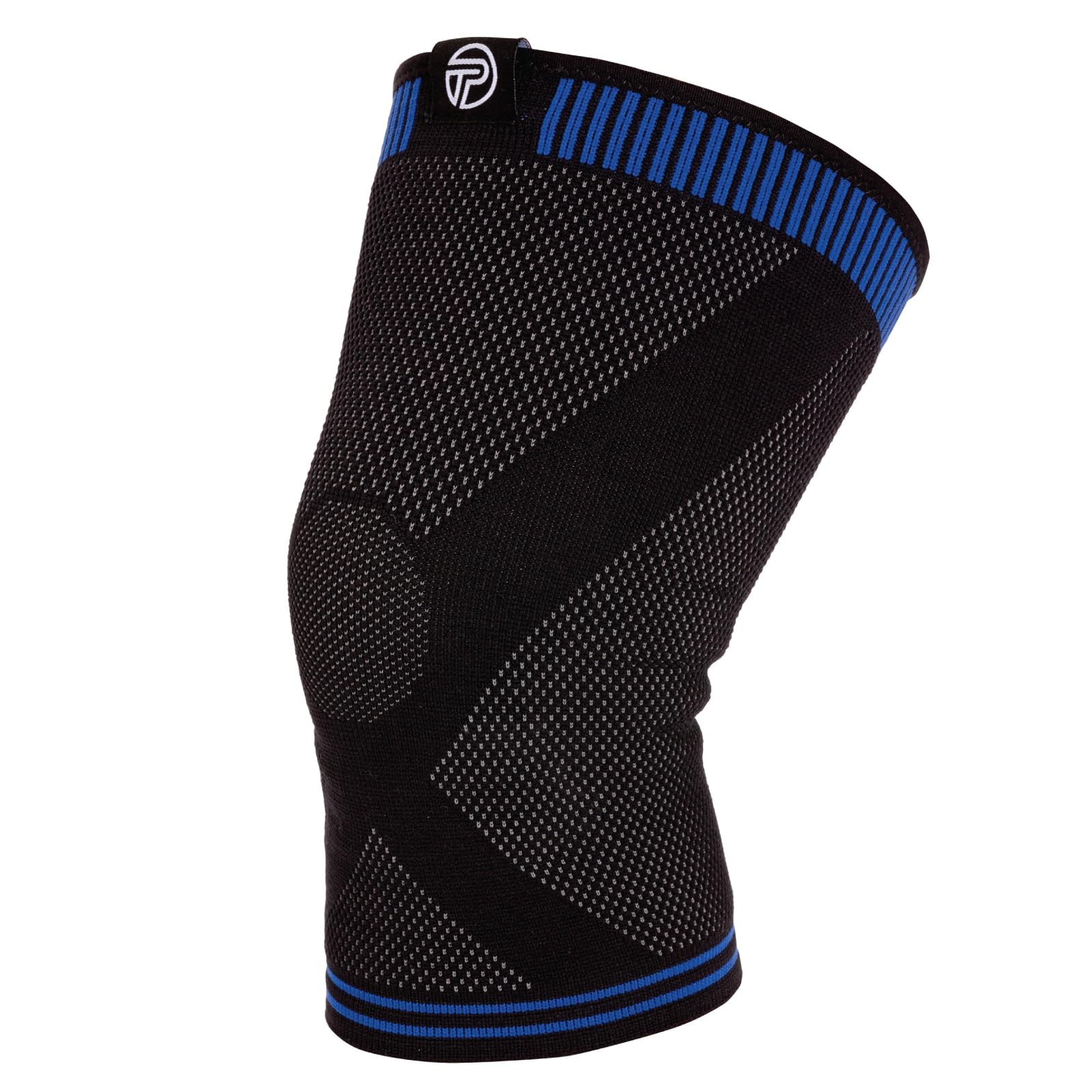 Pro-Tec Athletics 3D Flat Knee Support, Advanced Flat Knit Technology for Custom Fit, Breathable Multi-Directional Stretch Fabric, Non-Slip Gel for Enhanced Stability, Full Motion, Medium, Blue/Black