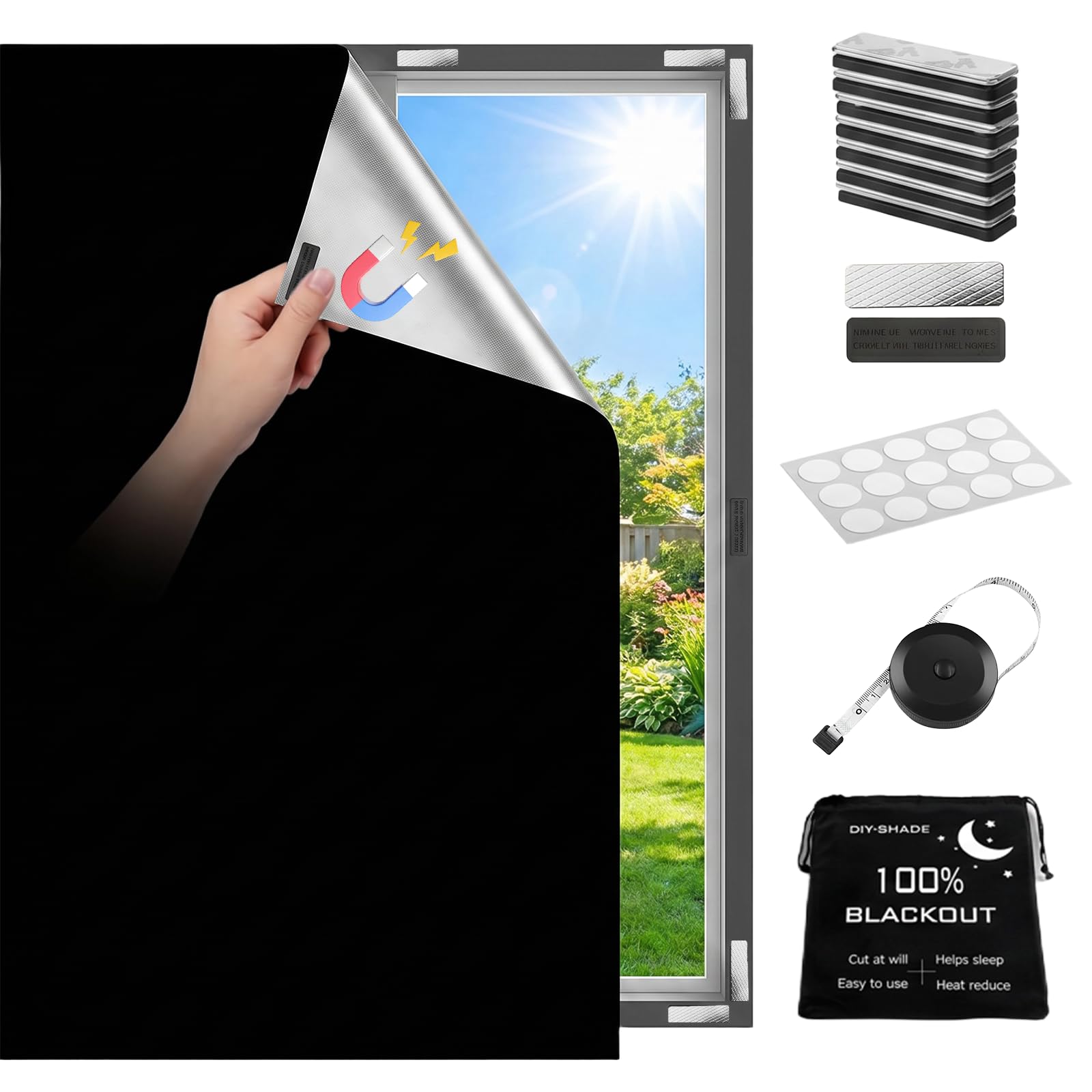 Rideau de nuit amovible pour fenêtre de toit et chambre d'enfant