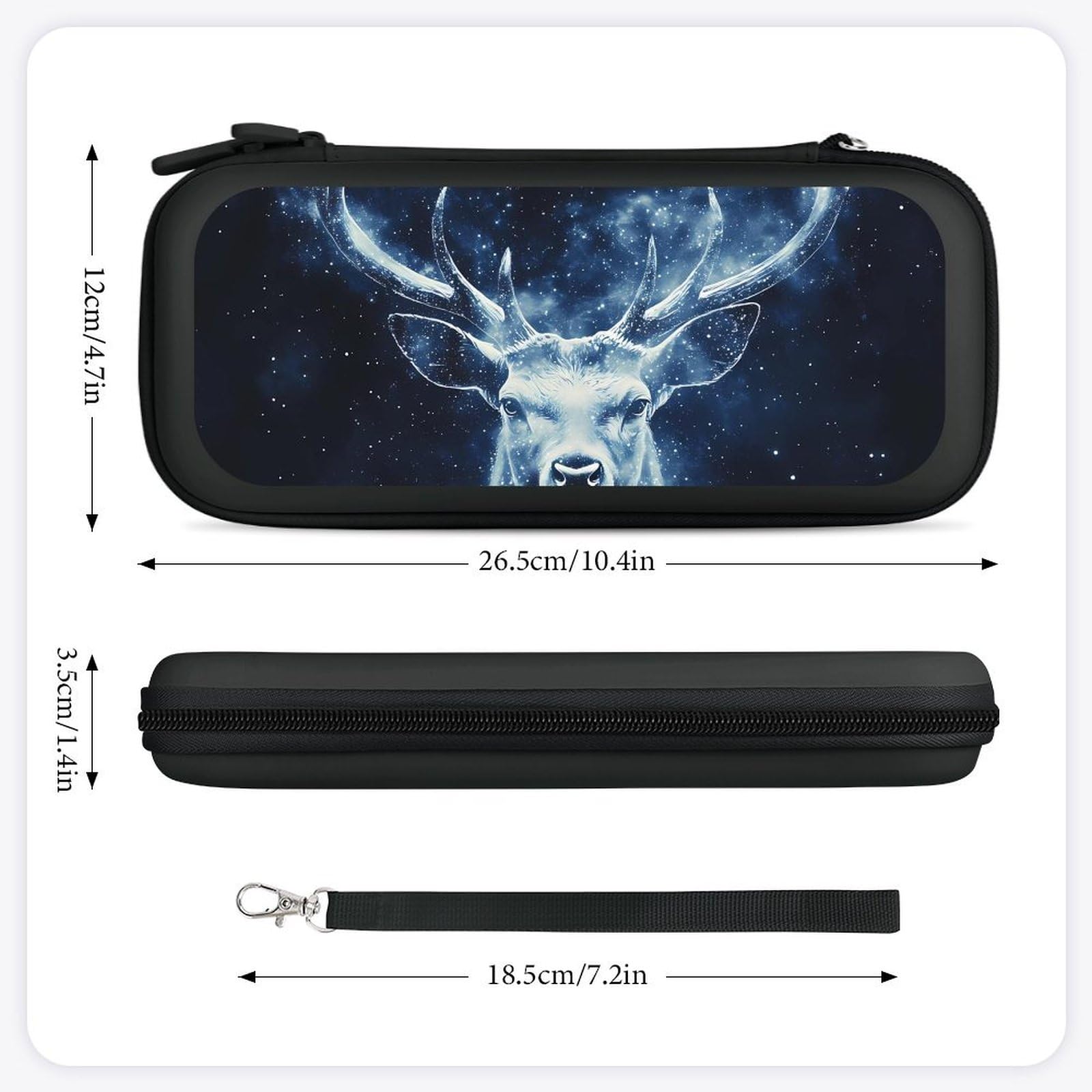 Galactic Deer Moose Compatible with Switch Carrying Case Hard Travel Game Bag Pouch with 15 Games Accessories Black-style