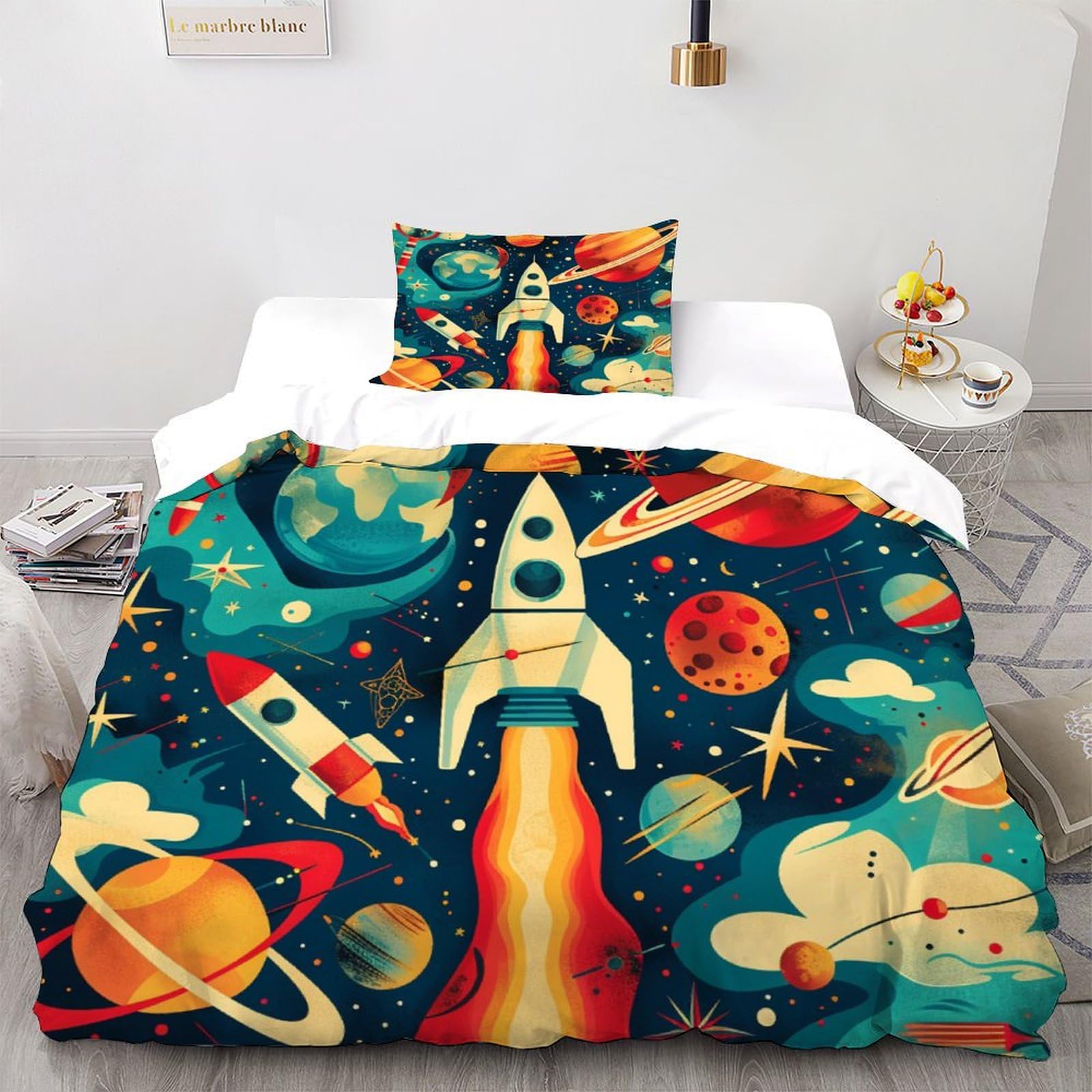 Housse de couette 3d motif imprimé ensemble literie microfibre 135x200cm