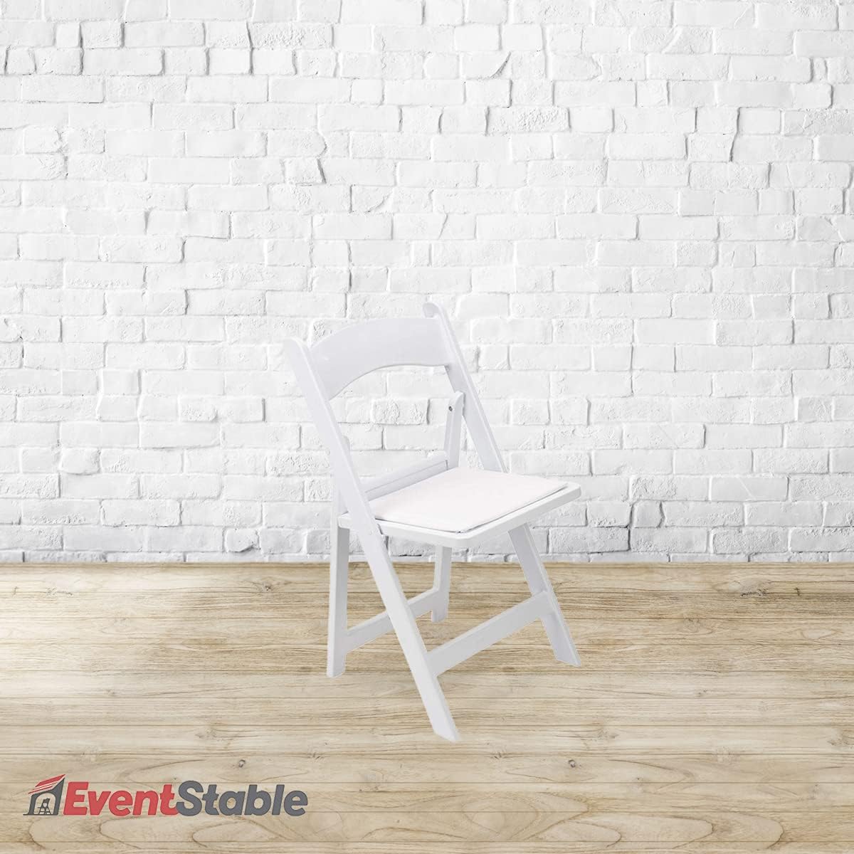 EventStable Titan PRO Resin Folding Chair - White Indoor/Outdoor Lightweight Foldable Chair - Vinyl Padded Folding Chair for Weddings Parties Events - 50 Pack