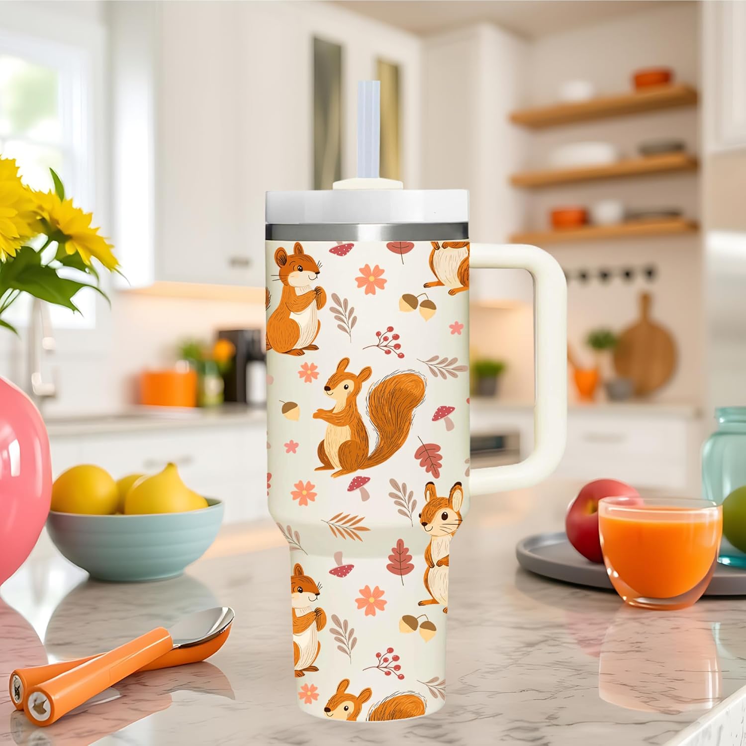 Squirrel Gifts.40oz Squirrel Tumbler with Handle.Squirrel Lover Cup Gift.Birthday Christmas Squirrel Tumblers Gift for Women Men. - Image 4