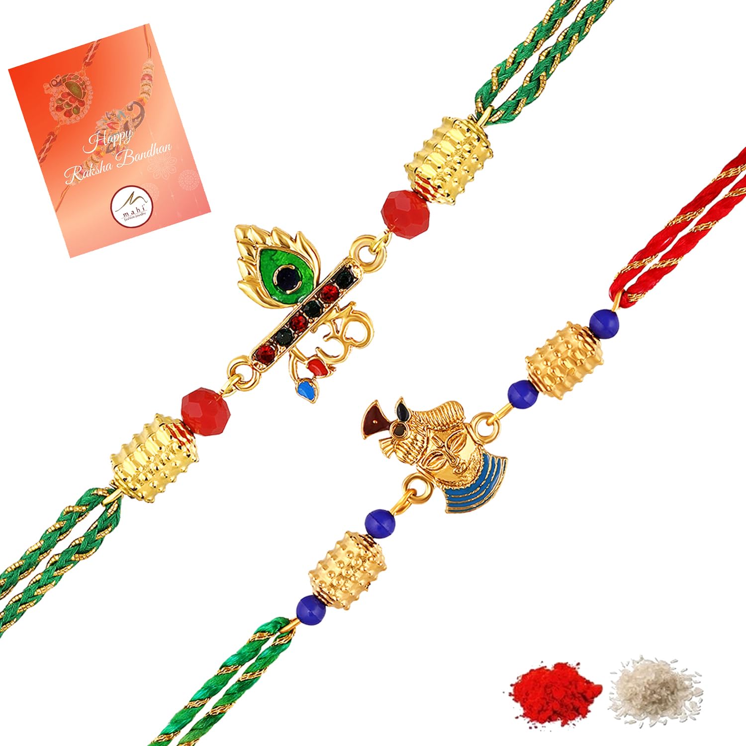 Mahi Combo of OM and Krishna Religious Rakhi With Meenakari Work and Studded Crystals for Bhaiya, Brother, Bhai, Bro (RCO1105692G) (B0D78ZZ3JZ) Amazon Price History, Amazon Price Tracker