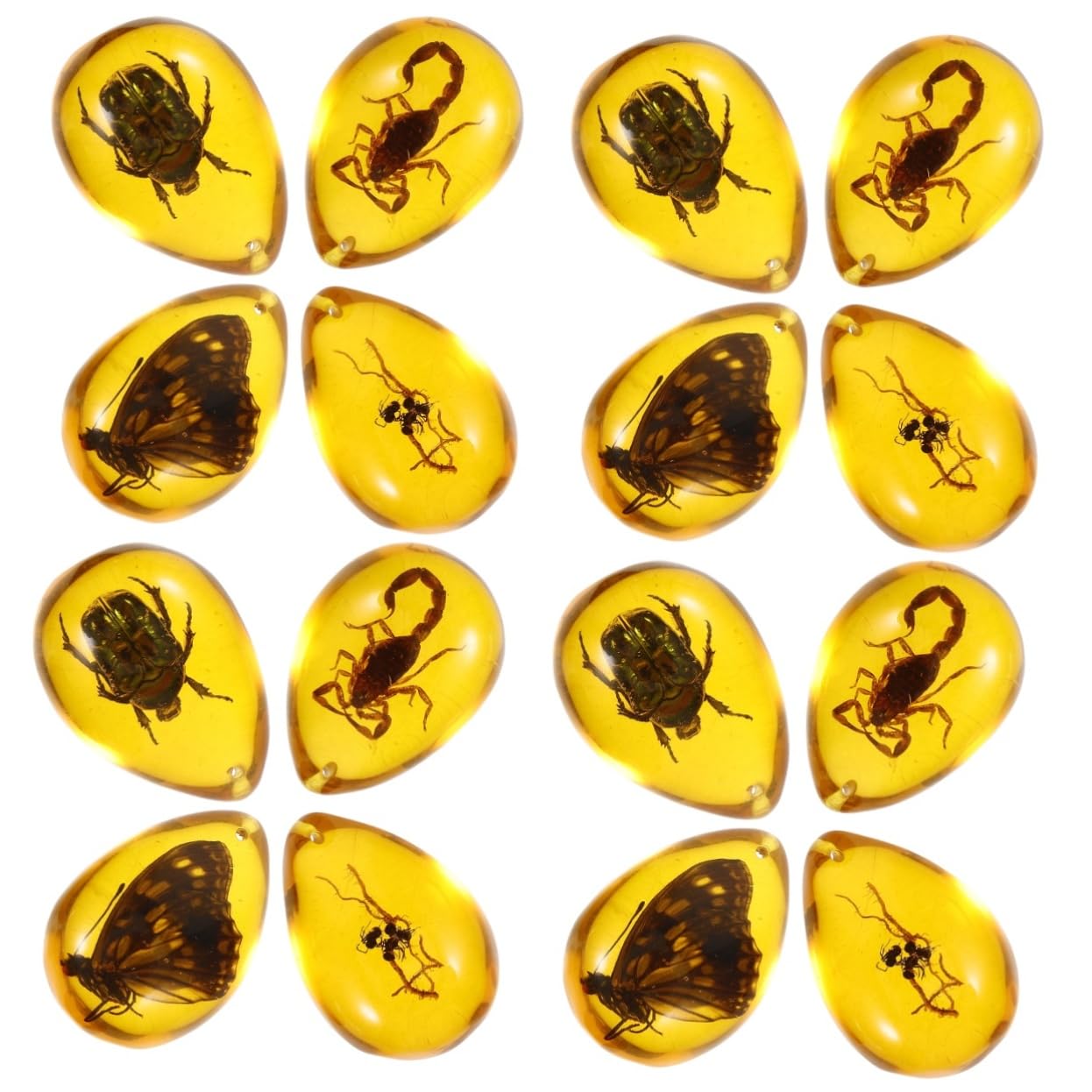 Ciieeo 4 Set Ambra Campione Insetto Ambra Decorazione Insetto Ambra Ciondolo Campione Campione Gioielli Ambra Pietra Ambra Gioielli Campione Ciondolo Decorazione Ornamento Resina 4 pezzi*4