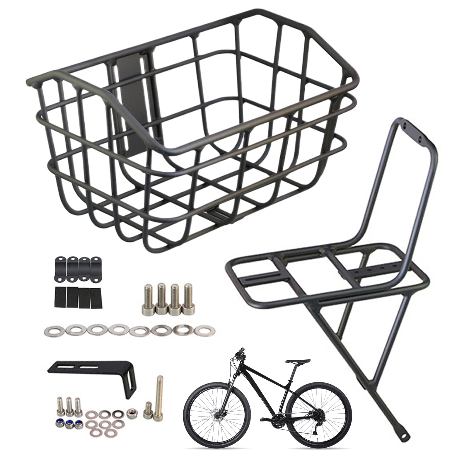 Cesta de metal para bicicleta | Soporte de almacenamiento fácil de montar para bicicletas - Sistema de montaje rápido preciso para viajes escolares y picnics