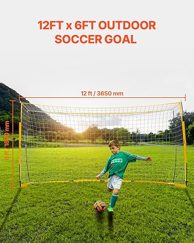 Miniatura 2 de VEVOR Portable Soccer Goal, 12 x 6 ft Large Practice Soccer Net, Steel Fiberglass Structure Training Goal Set with Carry Bag, All-Weather Outdoor