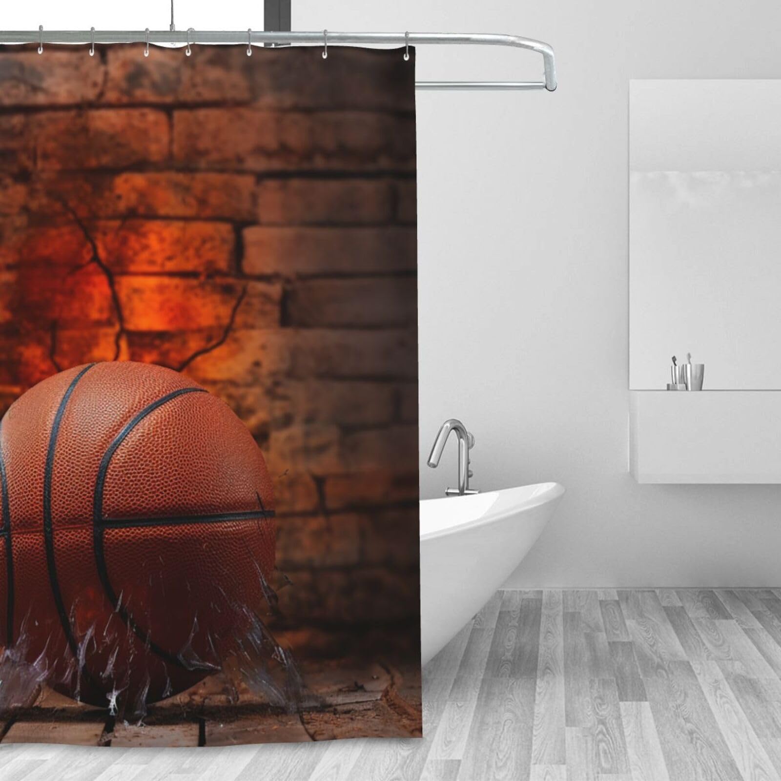 Rideau de douche imperméable et lavable motif basket moderne