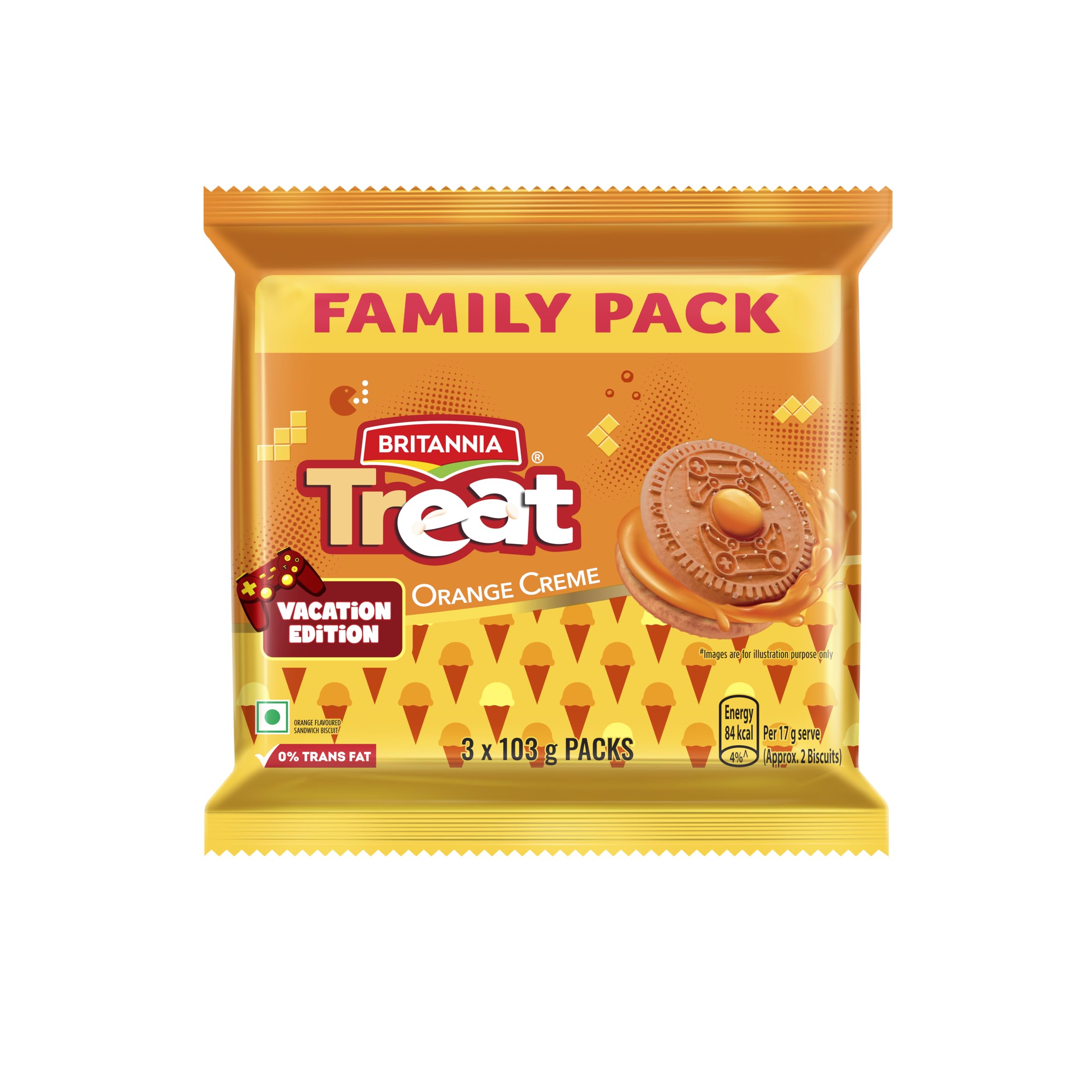 Britannia Treat Orange Creme Sandwich Biscuits 309g