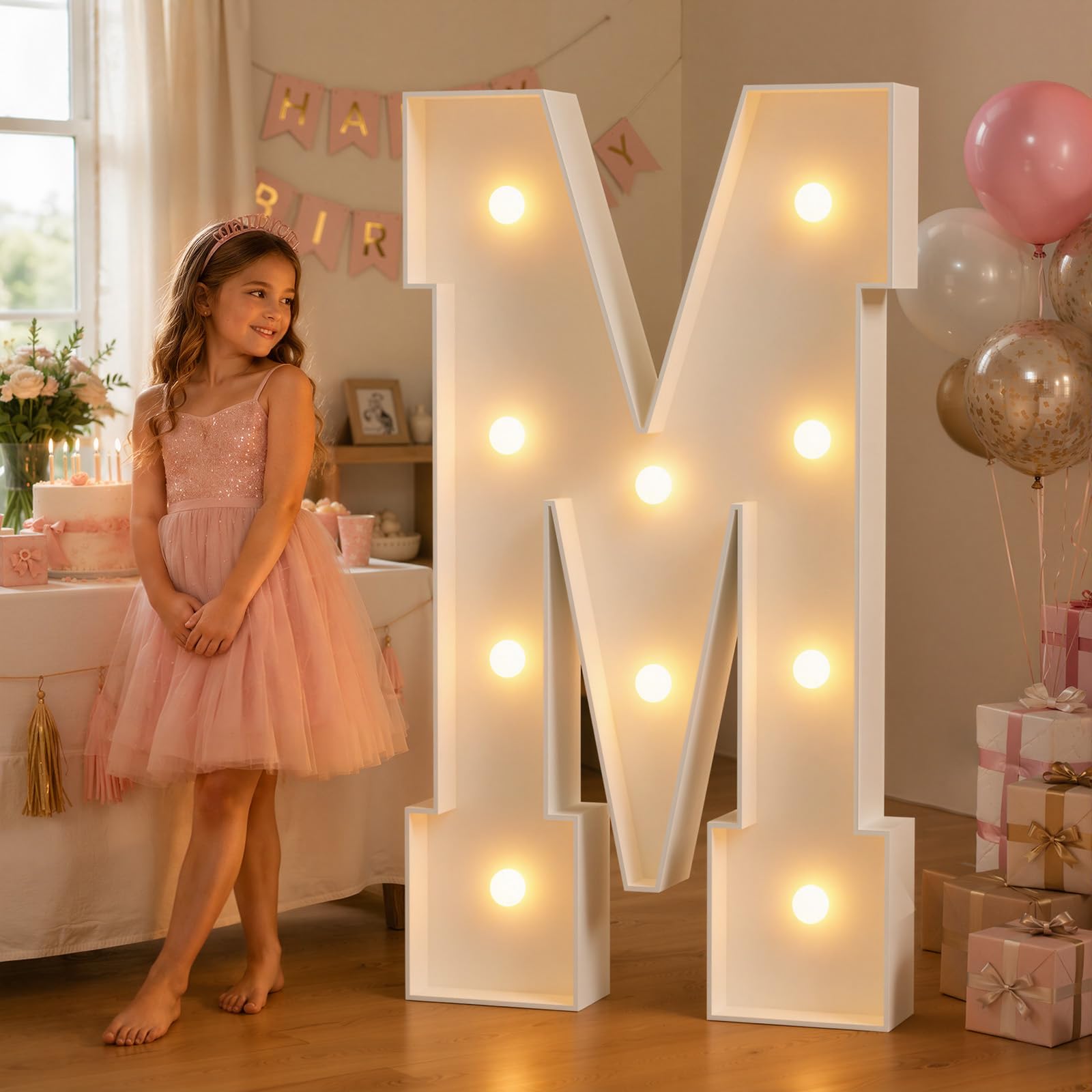 JoyMuse 4FT Marquee Light Up Letters for Marry Me Proposal Decorations Baby Shower Party Decor, M