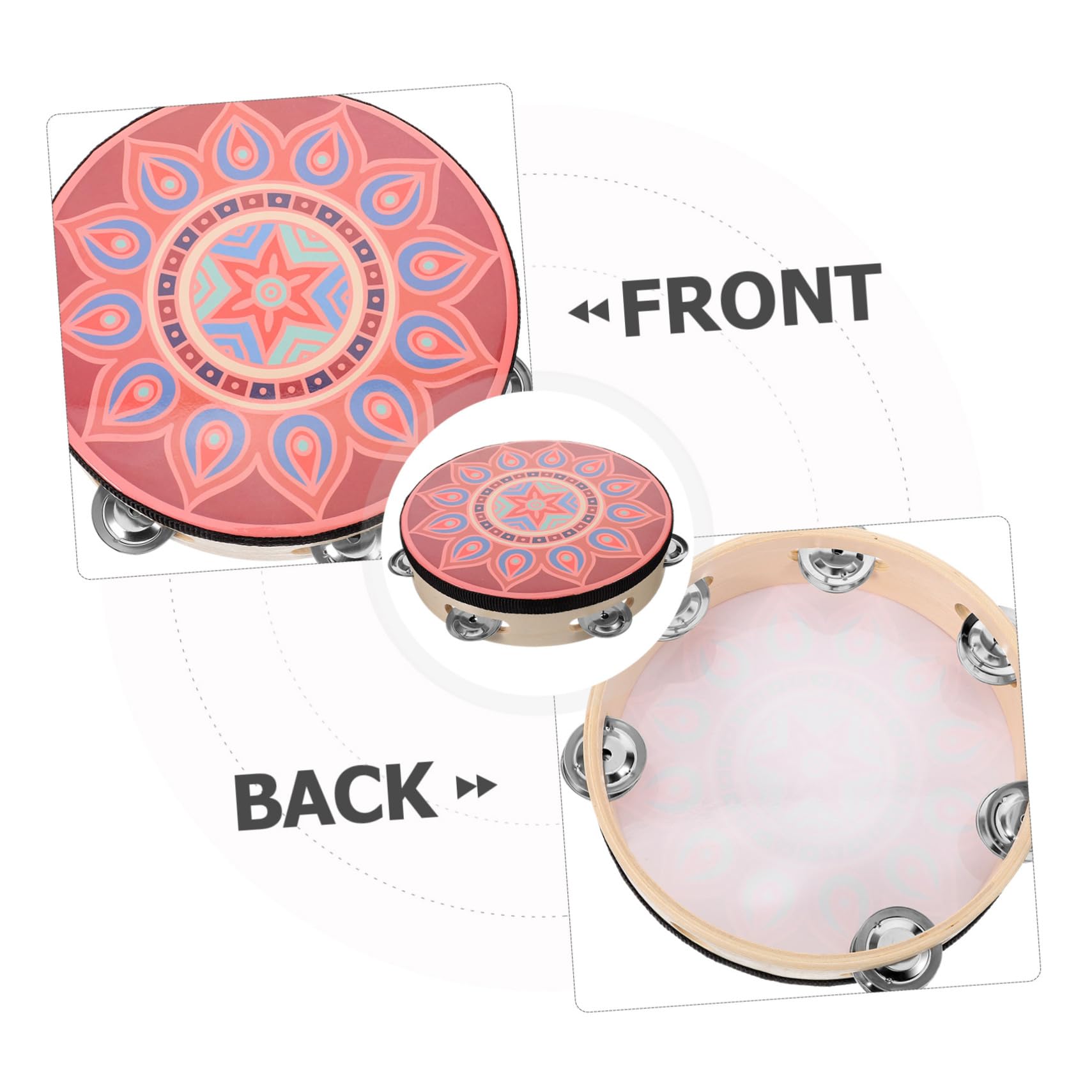 ibasenice 5piezas Tambourine De Madera De Instrumento De Percusión Para Adultos Para Danza y Entretenimiento Portátil y Ligero Fácil De Usar y Aprender