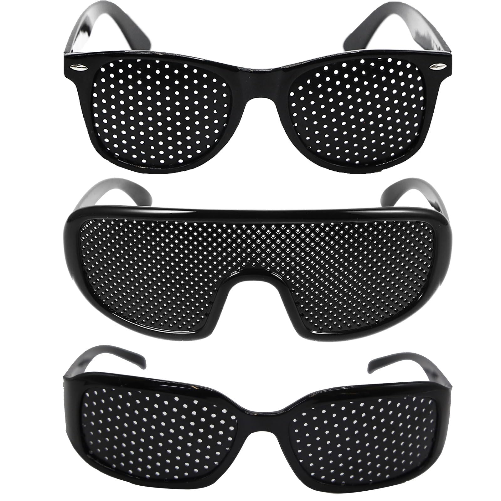3Pcs Pinhole Glasses set, Tiny holes Vision Correction Glasses for Eyesight Improvement, Reading Eyewear for Eyes Relief, 3 style modelling