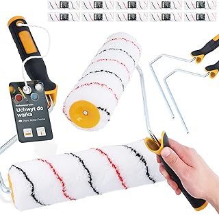 10x Malerroller 25 cm Farbroller Farbwalze Mallerwalze Lackierwalze Ersatzroller mit 2x Griff Malerbügel Halter Malerset Streichen Wandfarbe Fassadenfarbe