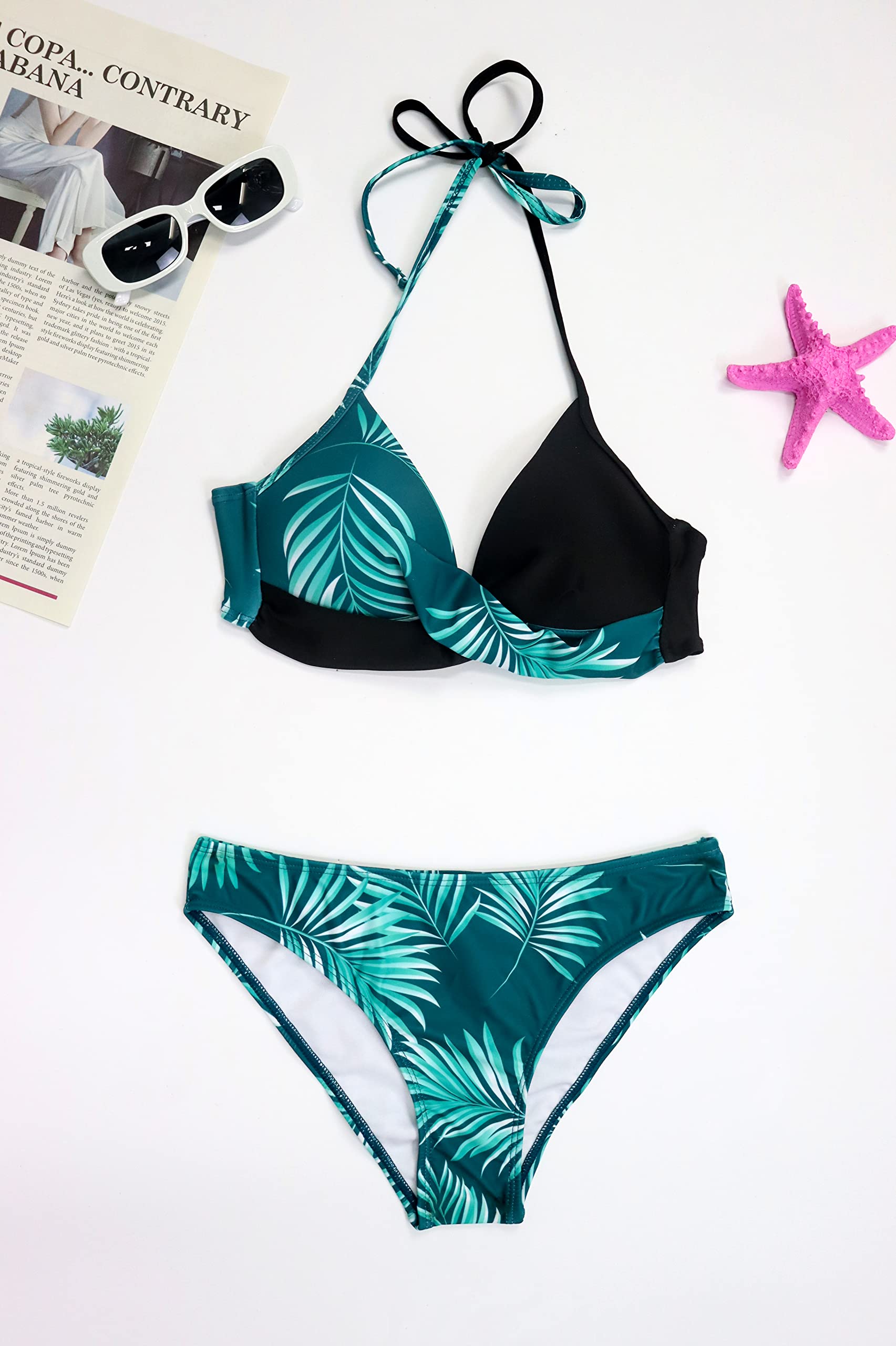 JFAN Donna Costume da Bagno Push Up Imbottito Reggiseno Bikini Donna Due Pezzi Swimwear Abiti da Spiaggia