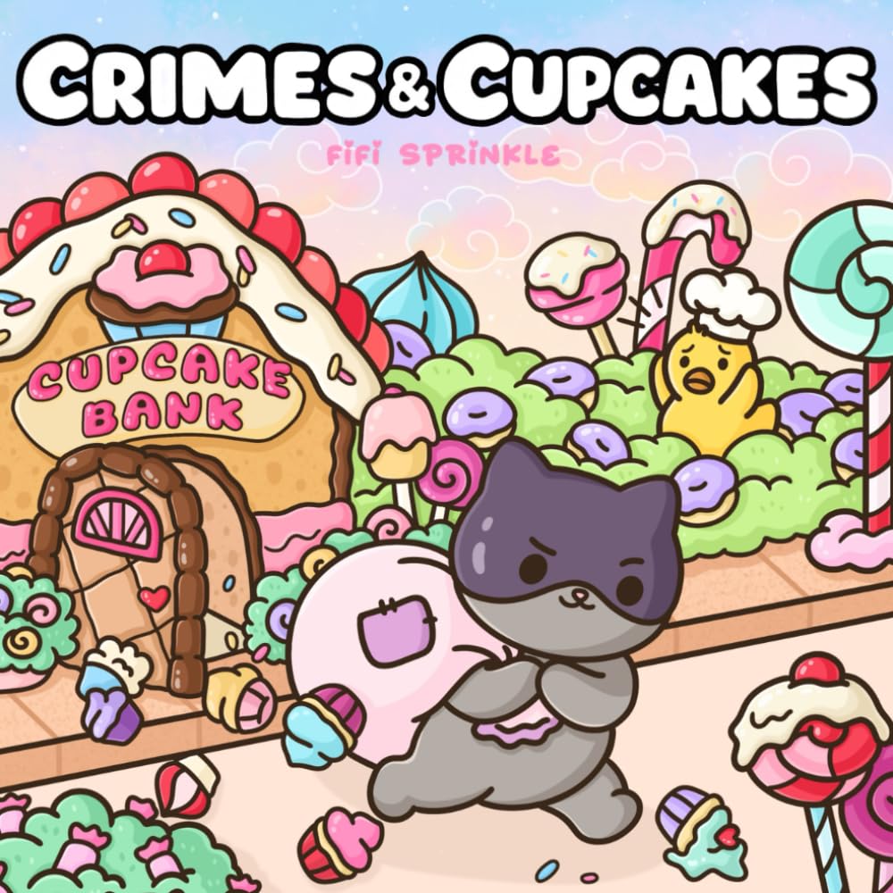 Crimes & Cupcakes: A Cute and Funny Coloring Book Set in Cozy Dessert World Featuring One Naughty Cat, A Stressed Duck, And Silly Cupcake Heists (Funny Adult Coloring Book)