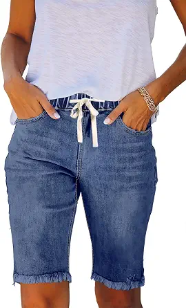 Jean Shorts for Women Bermuda Stretchy Denim Shorts Mom Trendy
