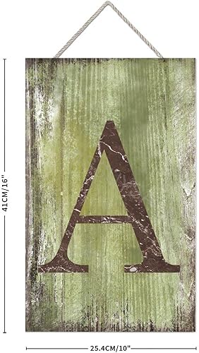 Vista 52 de Letrero colgante de madera con letra J, letrero de madera para decoración del hogar, 26 letras del alfabeto de metal, placa de madera, decoración