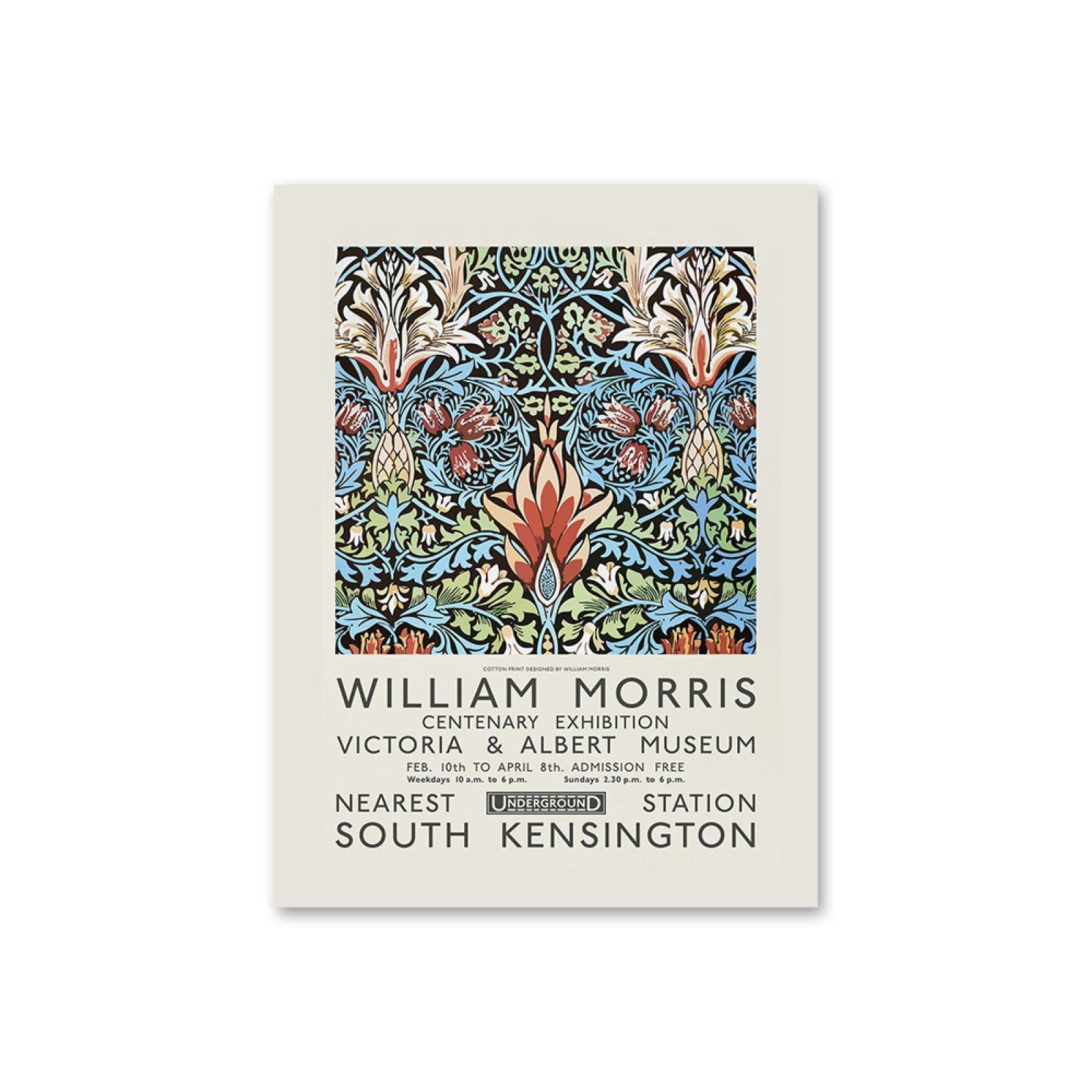 SDVIB London Underground Art Nouveau Pittura William Morris Stampa su Tela Victoria and Albert Museum Exhibition Poster Wall Decor 70x90cm-3 Pezzi Senza Cornice