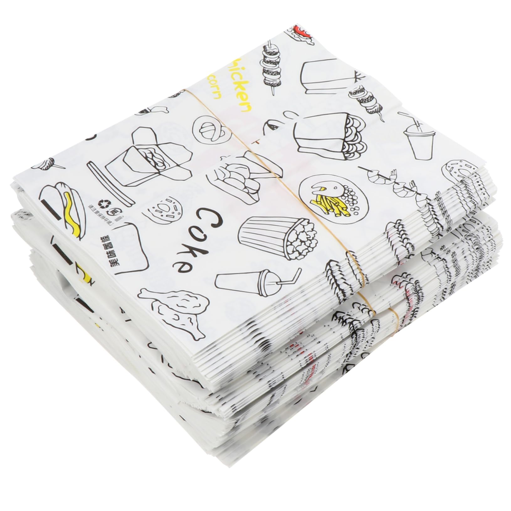 PLAFOPE 300piezas Bolsas De Papel Para Alitas De Pollo Papas Fritas y Snacks Resistente y Práctico Sin Necesidad De Cinta Para Comidas Para Llevar