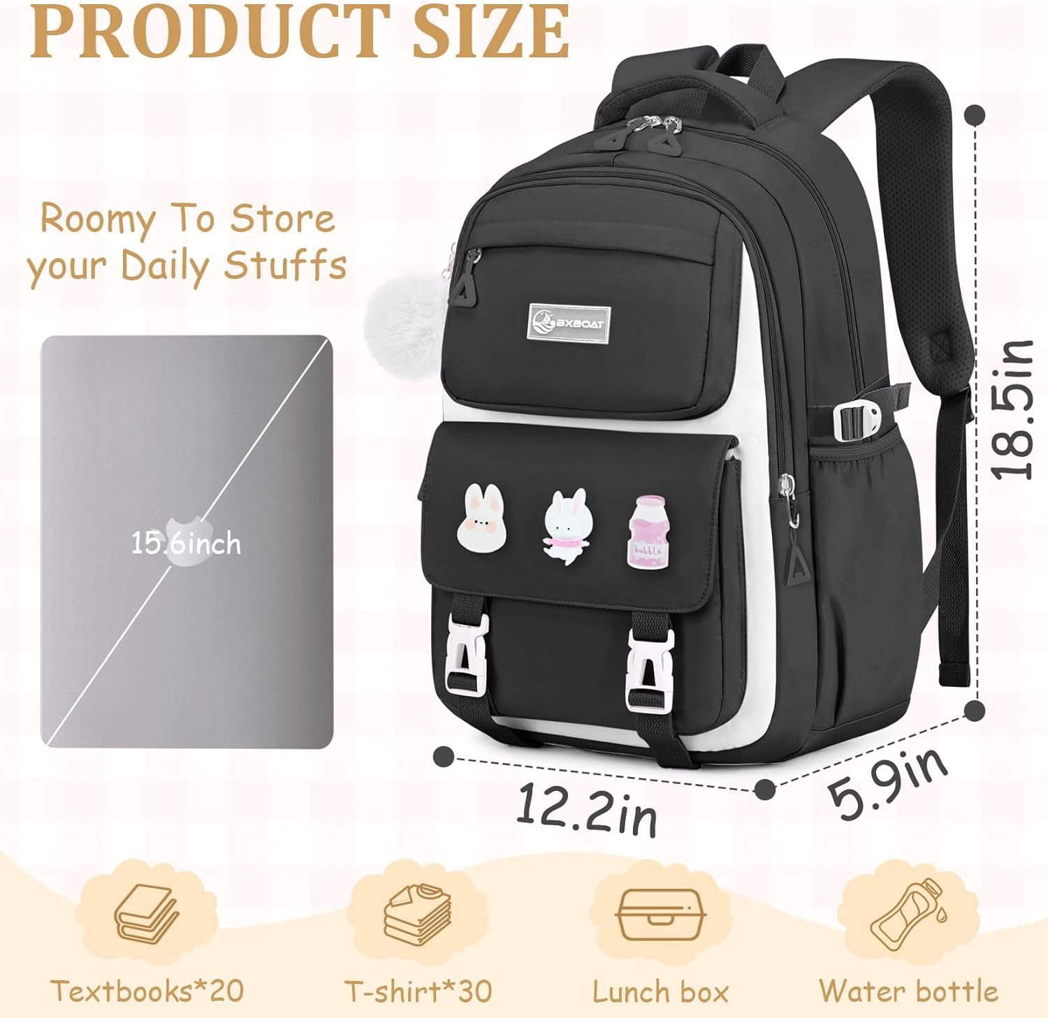 Kids Backpacks for Girls - Cute Girls Backpack for Elementary, Middle and High School Students - 18" School Bookbag - Image 2