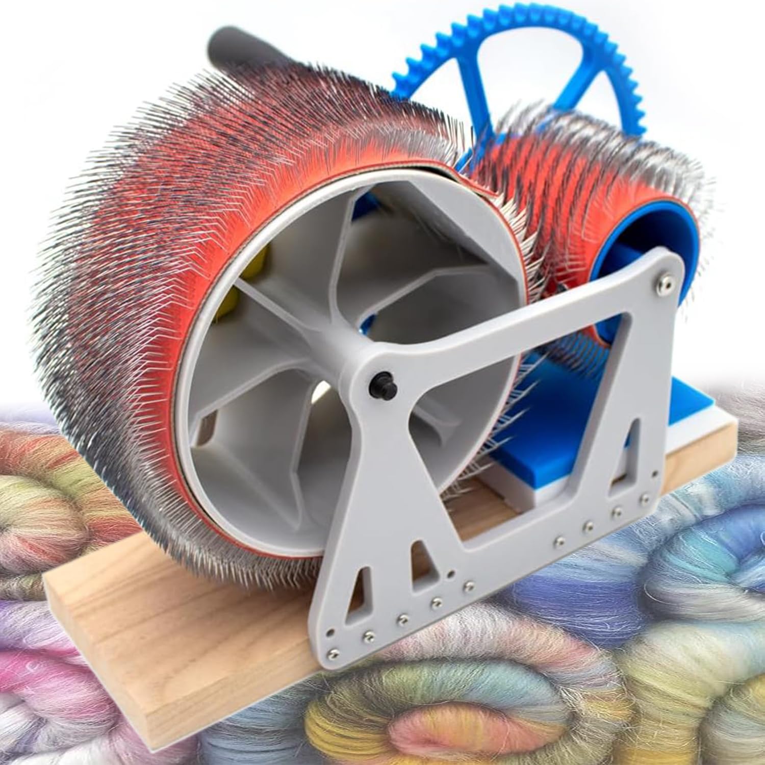 Wollkämmmaschine Trommelkardierung für DIY Handwerk - Schnelle Farbmischung zum Spinnen von Schafvlies - Ideal für Filztierprojekte