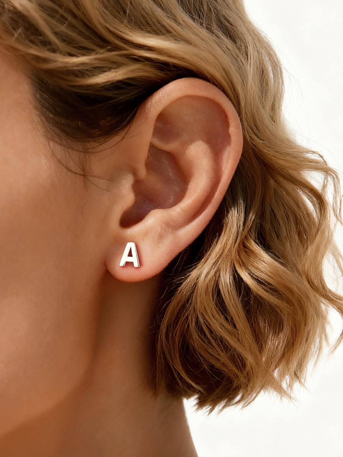 ChicSilver Hypoallergenic 925 Sterling Silver Stud Earrings Simple Tiny Initial Letter A-Z Studs for Women Sensitive Ears - Image 2