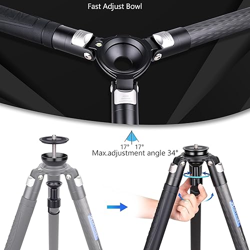 Miniatura 3 de Trípode de fibra de carbono con bolsa de piedra ARTCISE AS80C Trípode de video para cámara resistente de 10 capas, carga máxima de 45 libras (regalo