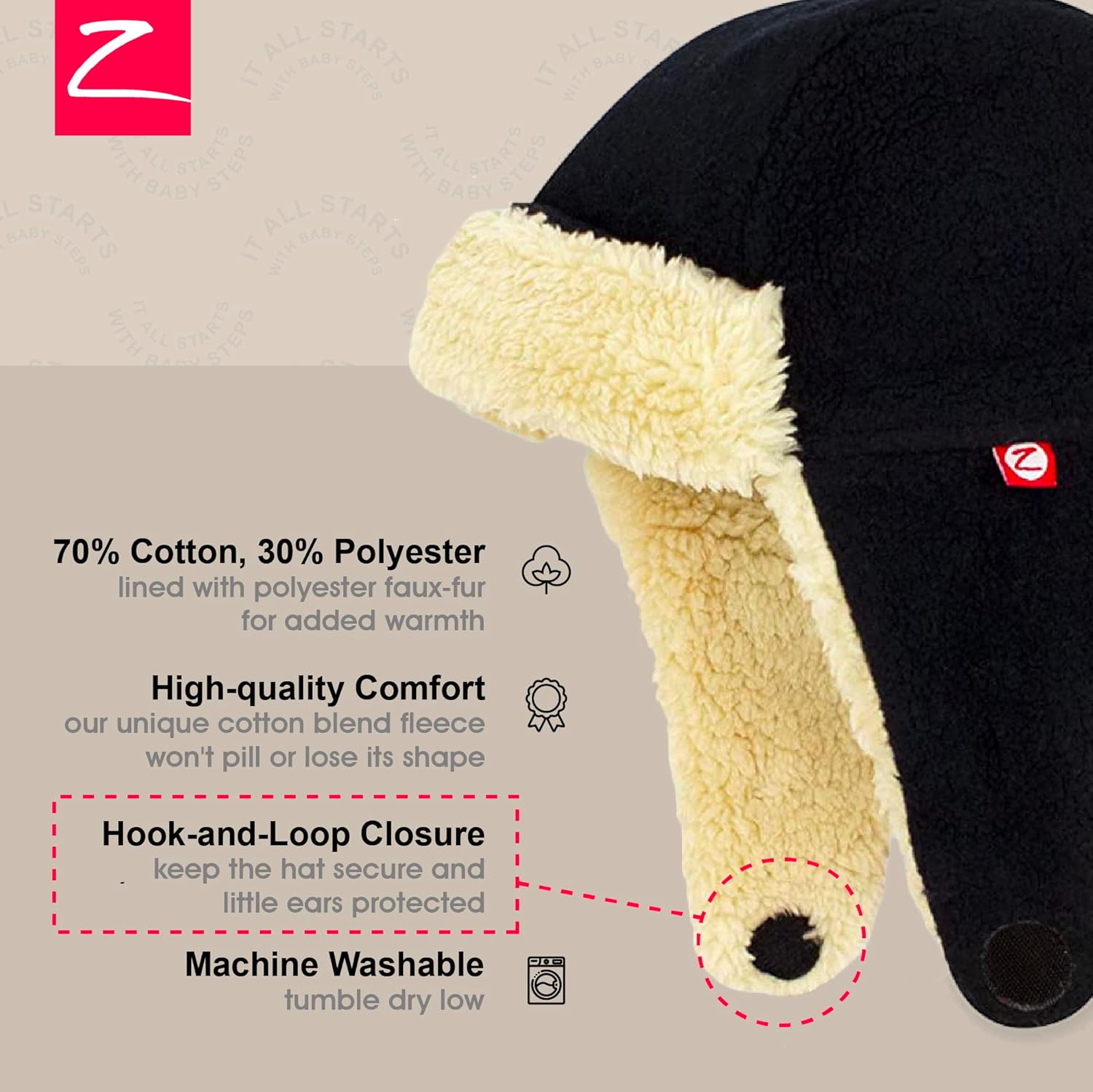 Zutano Cozie Fleece Unisex Toddler and Baby Trapper Hat, Cold-Weather Hat for Little Boys and Girls - Image 3