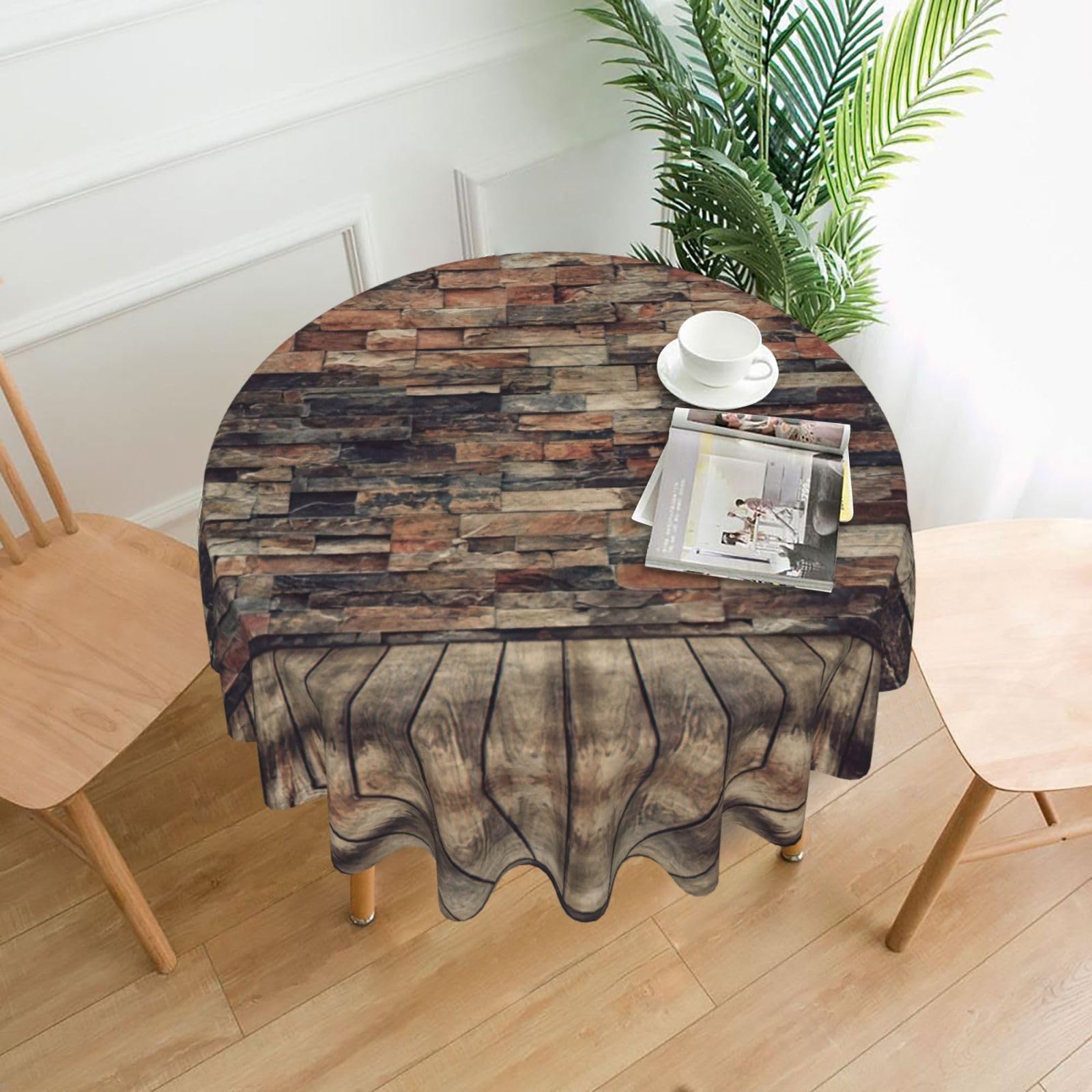 SDEGTHO Brick Wall Print Modern Retro Round Tablecloth 60in Polyester Fabric Cover for Party Dining Table Washable