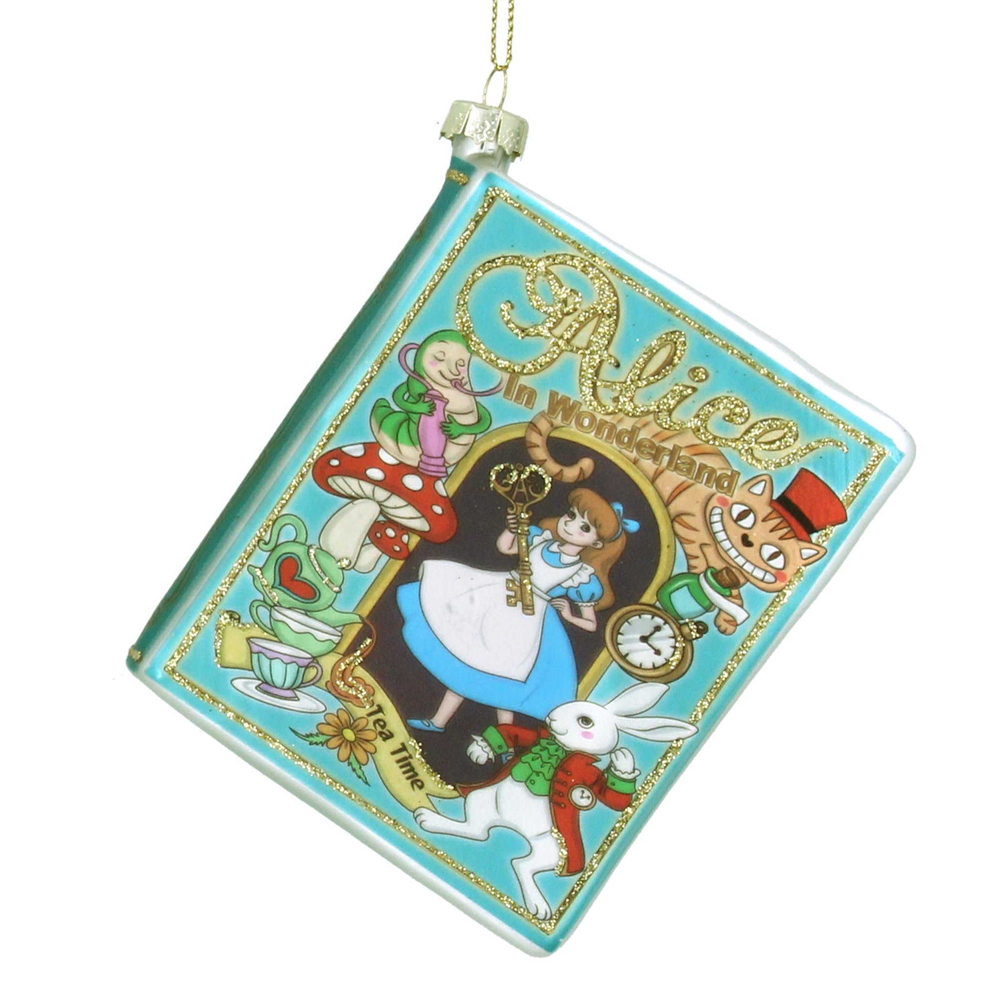 Gisela Graham Transparent Alice In Wonderland Glass Book Christmas Tree Decoration