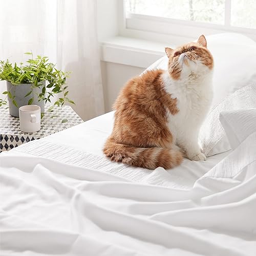 Miniatura 7 de Bedsure Juego de sábanas refrescantes de tamaño King de tamaño California King, color blanco