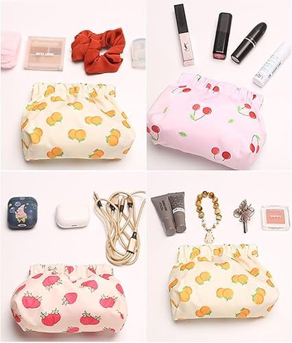 Miniatura 5 de Inletideas 5 bolsas pequeñas de maquillaje para bolso, bolsa de maquillaje floral impresa impermeable, bolsa organizadora de maquillaje de viaje