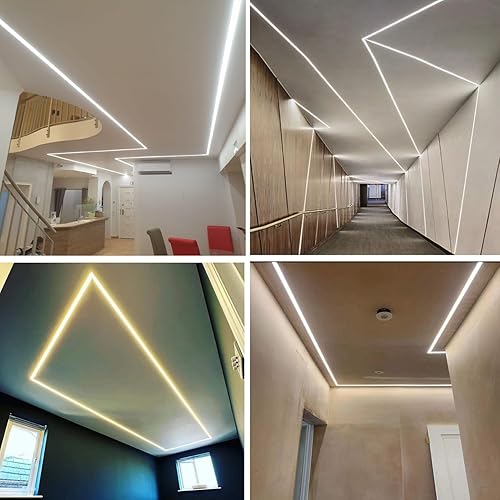 Miniatura 5 de Besseto Canal LED de yeso, paquete de 4 unidades de 6.6 pies6.6 ft de lodo para paneles de yeso en tira LED de canal de aluminio, perfil LED de