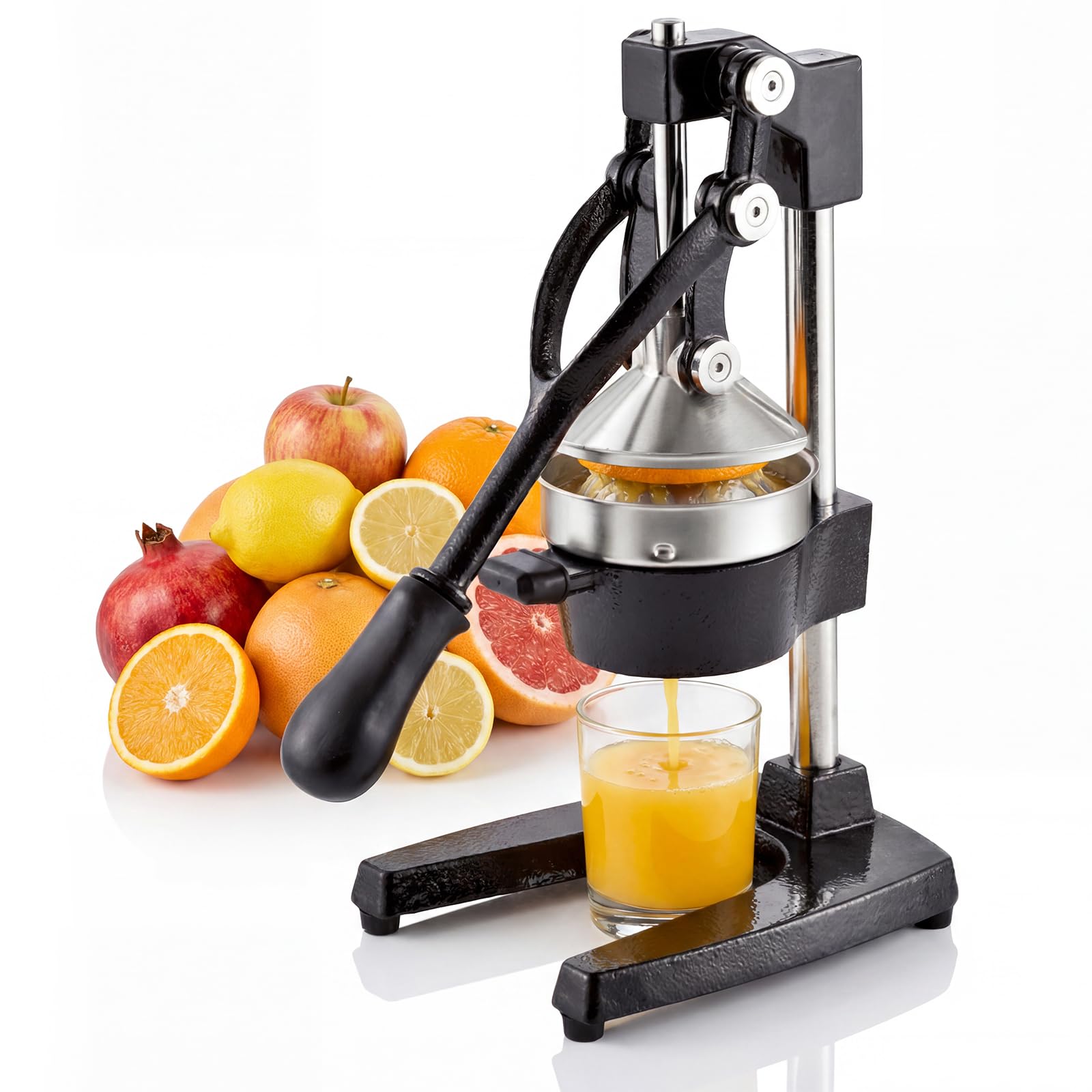 Heavy Duty Cast Iron Juicer – Manual Citrus Juicer & Fruit Press, Easy Press Orange, Lemon, Grapefruit, Pomegranate & Apple, Quick Juice Extraction, Professional Manual Juicer