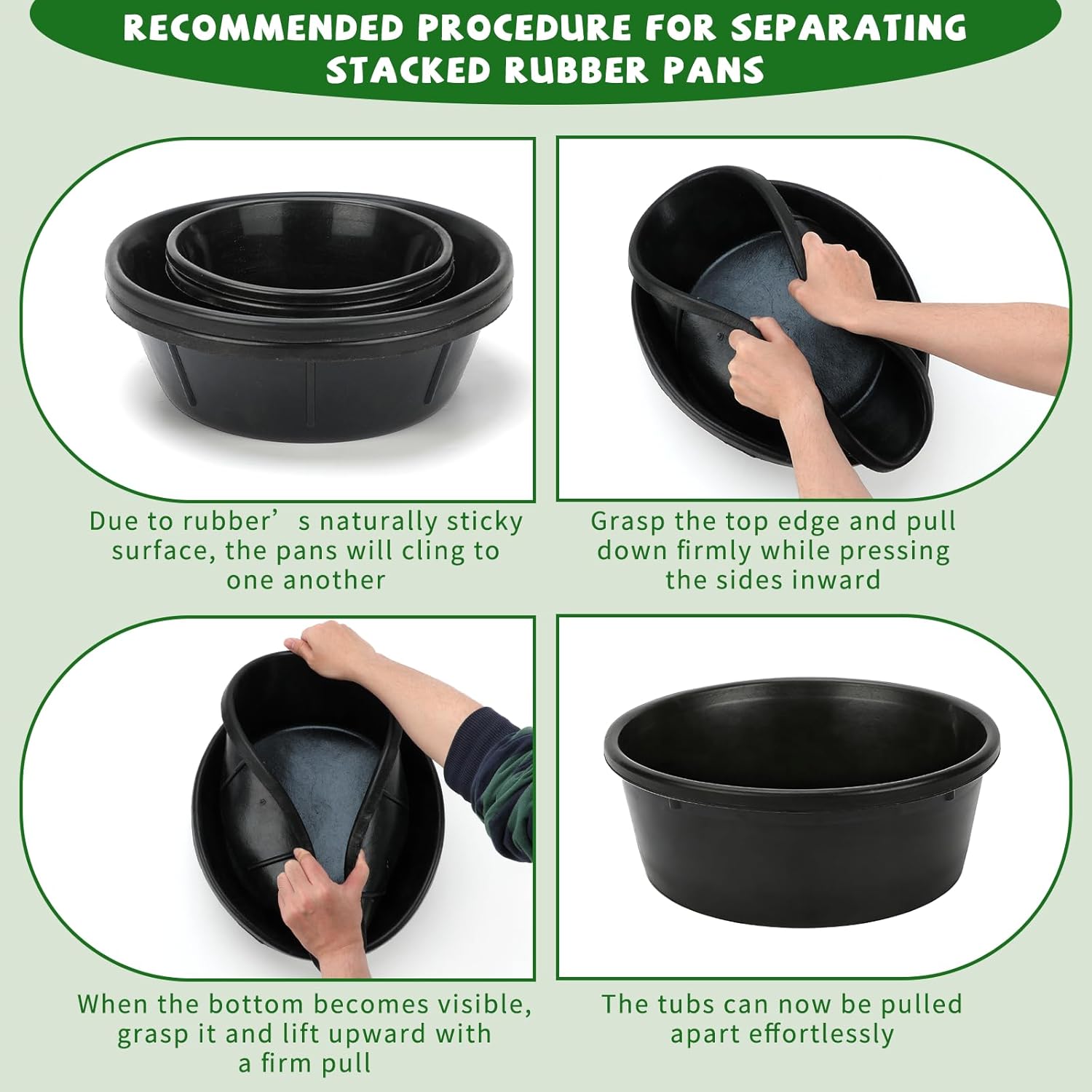 4 Pcs Rubber Feed Pan 2 Gallon and 1 Gallon Horse Feed Bucket Utility Feed Bucket Rubber Bowl Chicken Dust Bath Livestock Water Bowl for Pig Goat Chicken Dogs Farm Small Animal