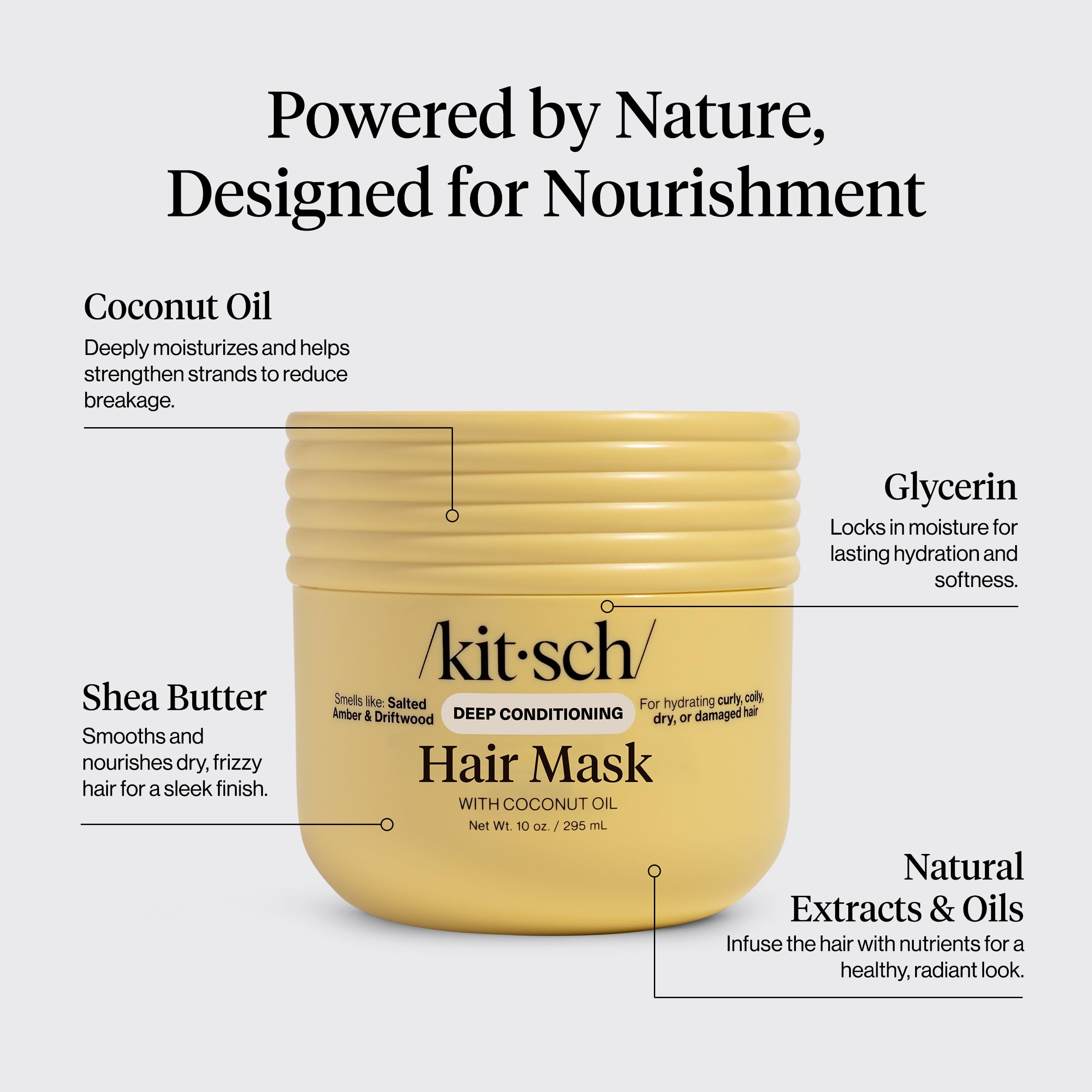Kitsch Deep Conditioning Hair Mask – Moisturizing Hair Mask for Damaged Hair with Coconut Oil – Hydrating, Strengthening & Frizz-Reducing Hair Care Treatment for Curly, Coily & All Hair Types - 10 oz