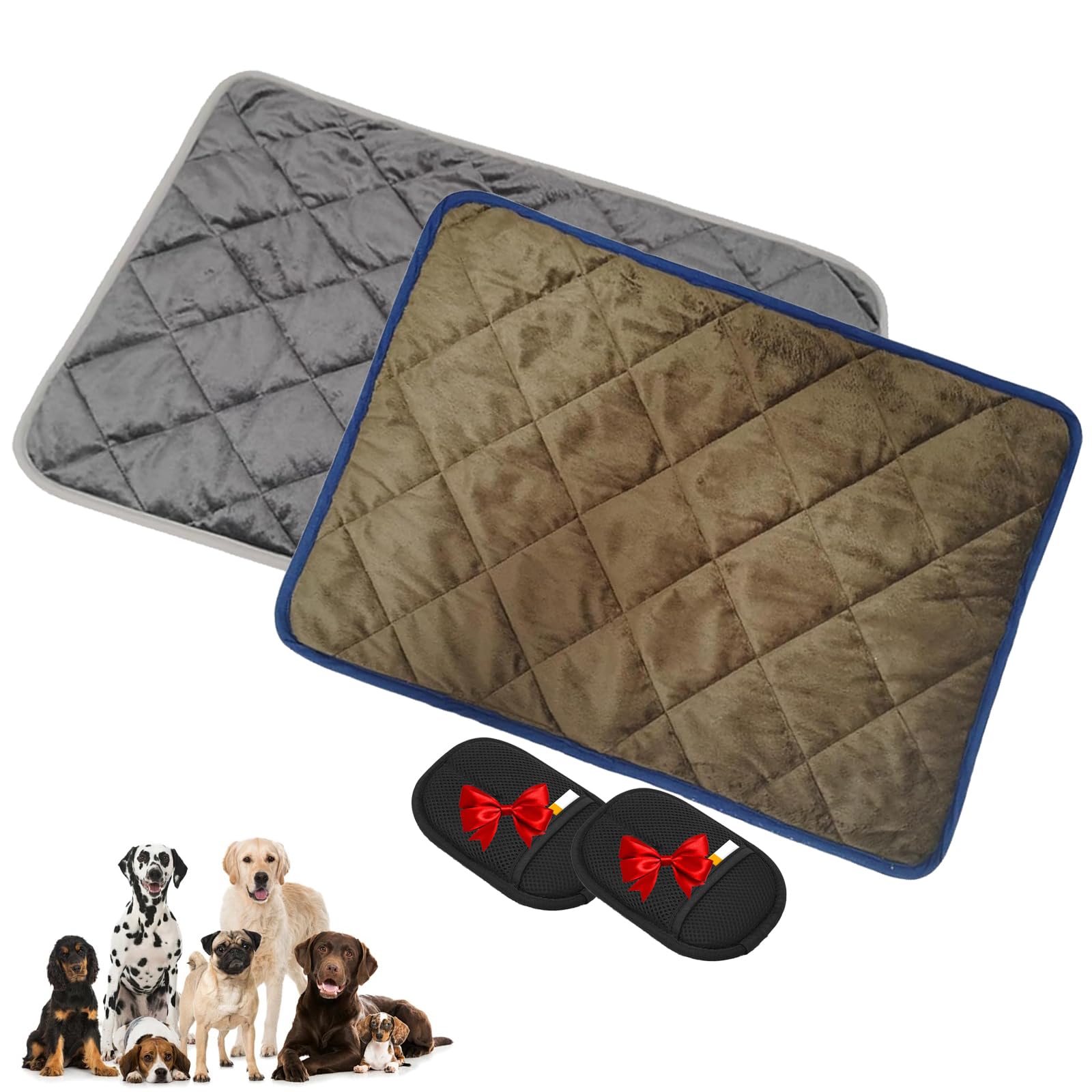 Manta térmica para perros, tapete reflectante térmico autocalentable para perros y gatos, almohadilla reflectante de calor de 5 capas para mascotas, tapete no eléctrico, 22.8 x 34.6 pulgadas, marrón
