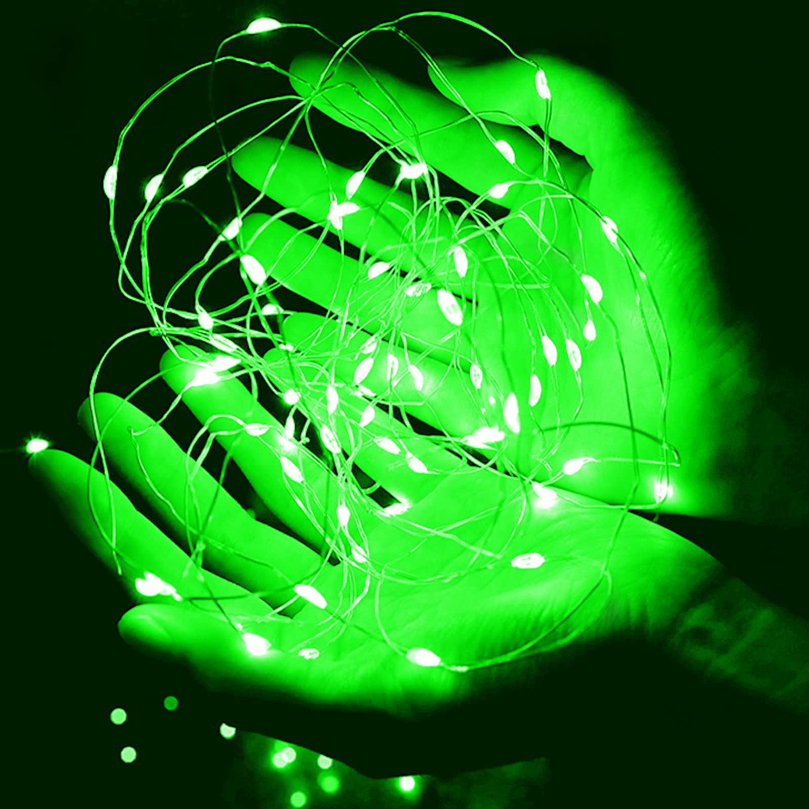 Ranlraka Green Battery Operated String Lights, St. Patrick's Day Decoration Waterproof 7Ft 20 LED Diwali Halloween Lights for Bedroom Living Room Indoor Outdoor Wedding Party Decor