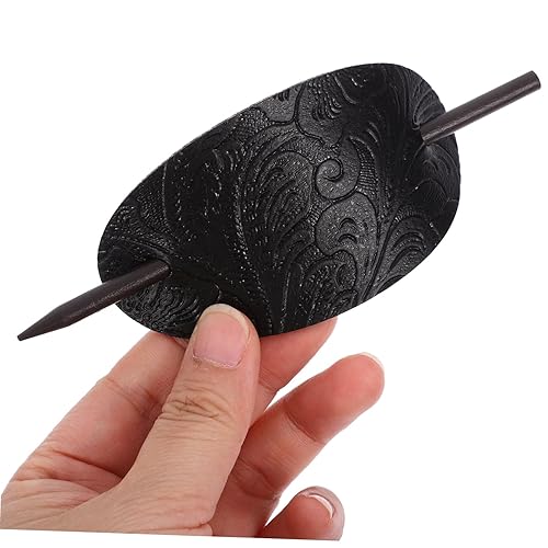 Miniatura 5 de 3 unids horquilla de cuero clip de pelo con palo pasadores de pelo diapositivas pelo titular de moño pelo para cabello grueso s clips de metal para