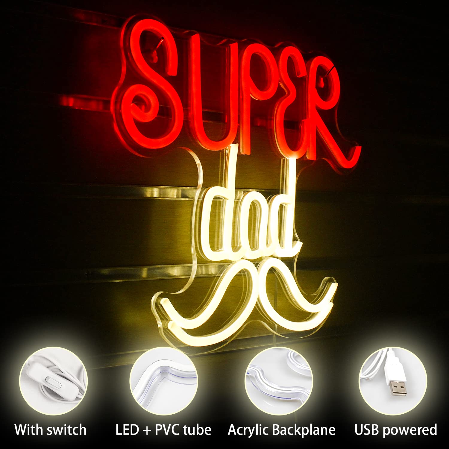 Lamp 限定ポスター サイン入り Amazon.co.jp: 赤いスーパーパパネオンサイン暖かい白ひげLed